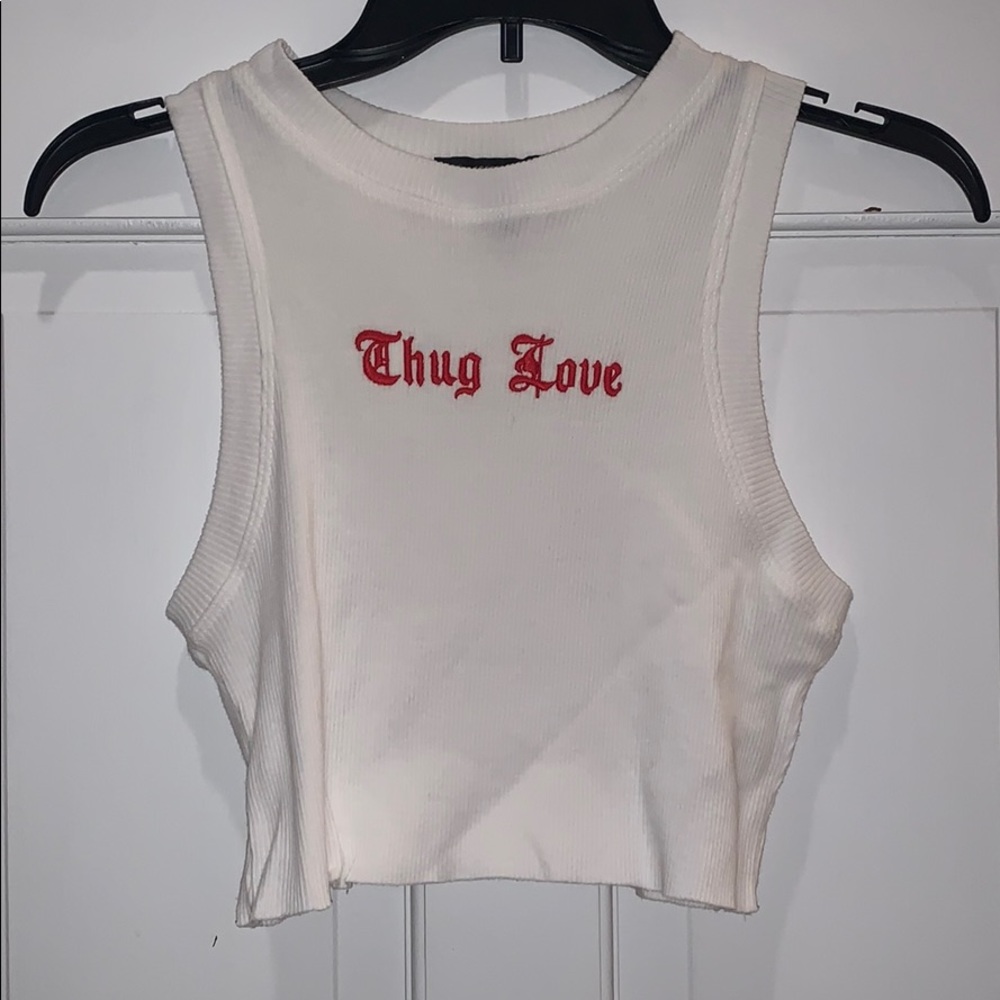 “thug love” cropped white muscle shirt!